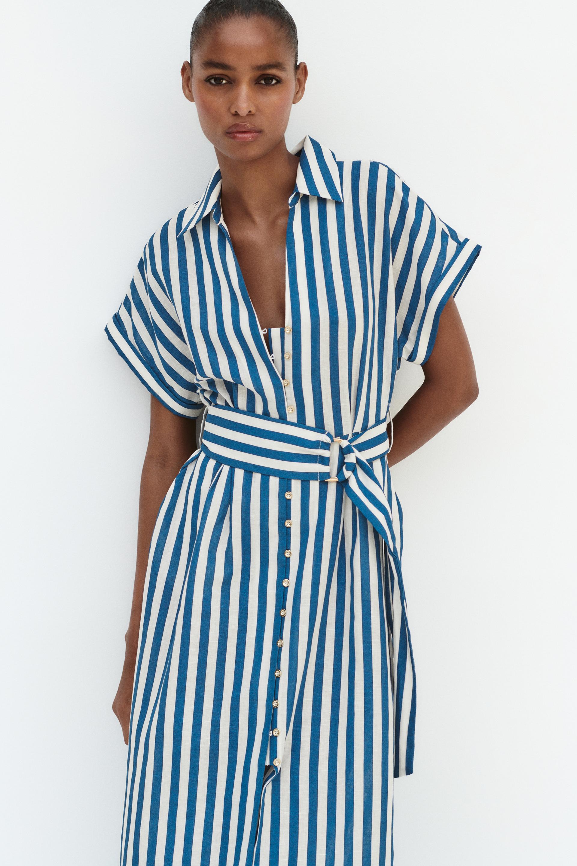Zara linen striped dress Clearance