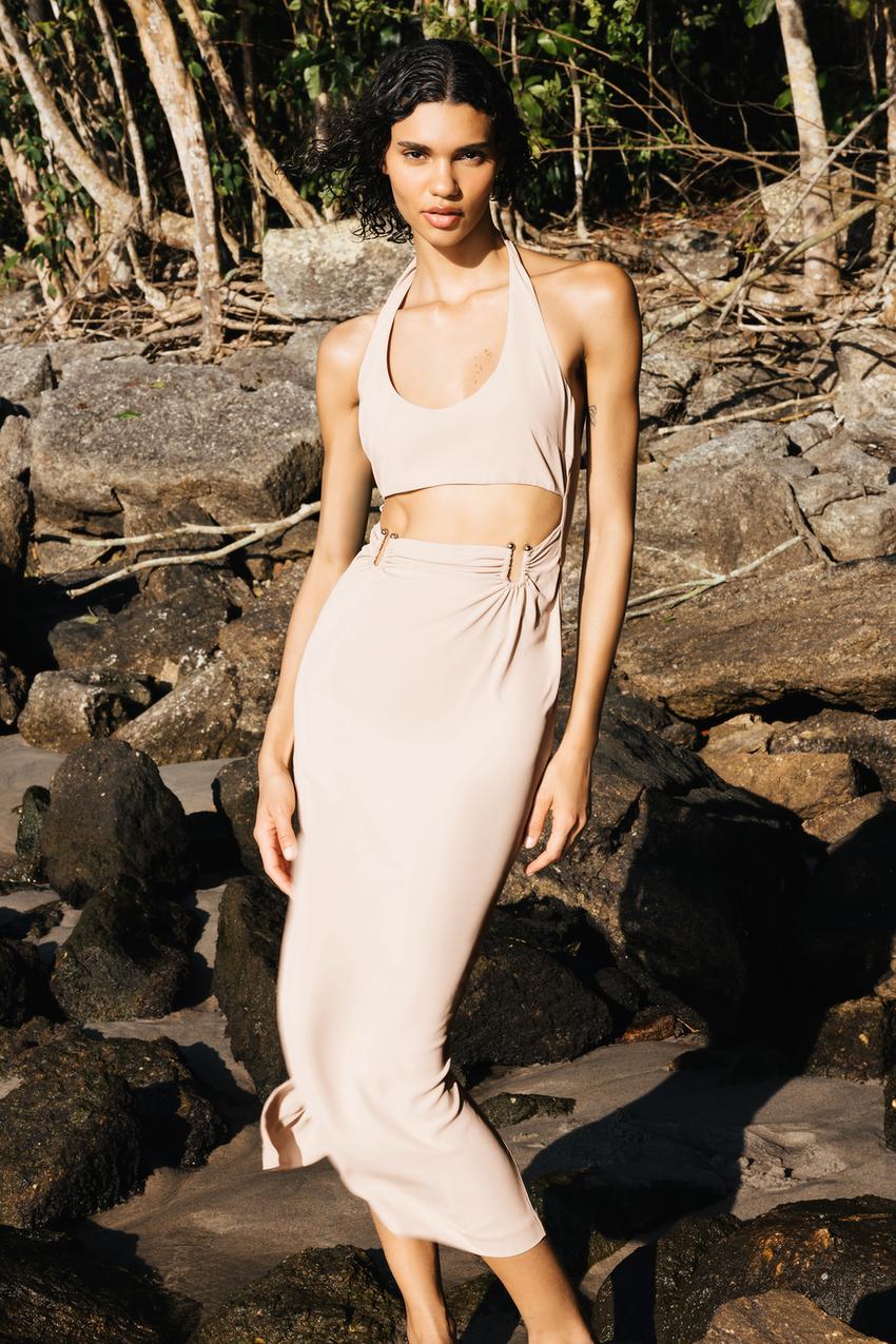 Midi dress with cut out detail zara Clearance