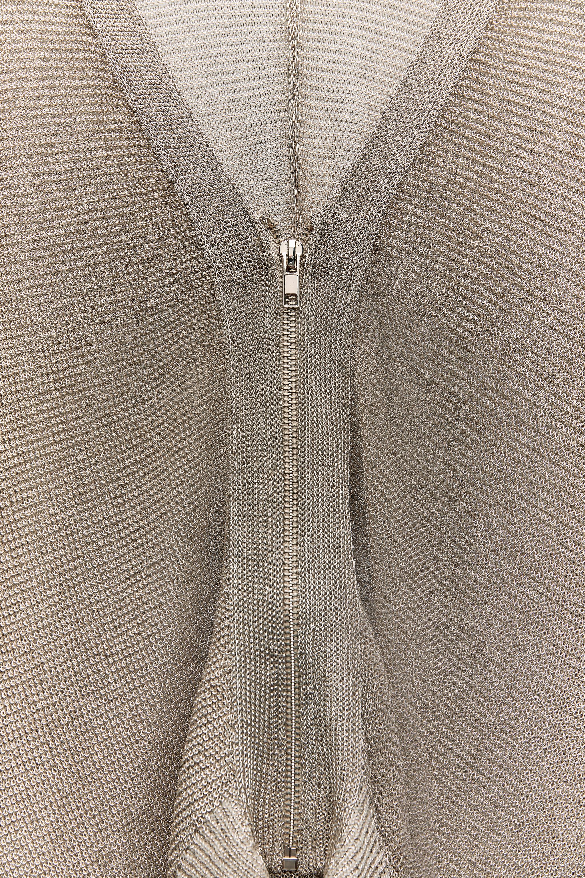 Zara KNIT BOMBER CARDIGAN WITH METALLIC THREAD | Mall of