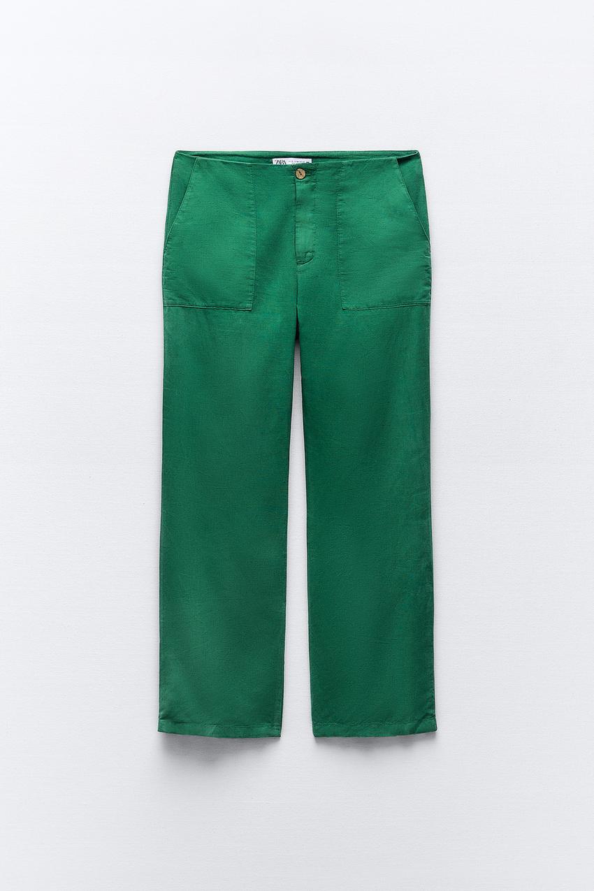 Zara green linen pants Clearance