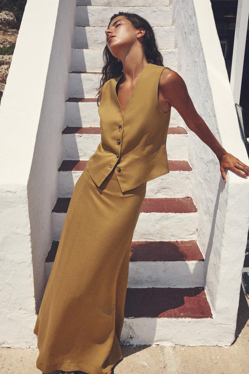 Green midi skirt zara Clearance