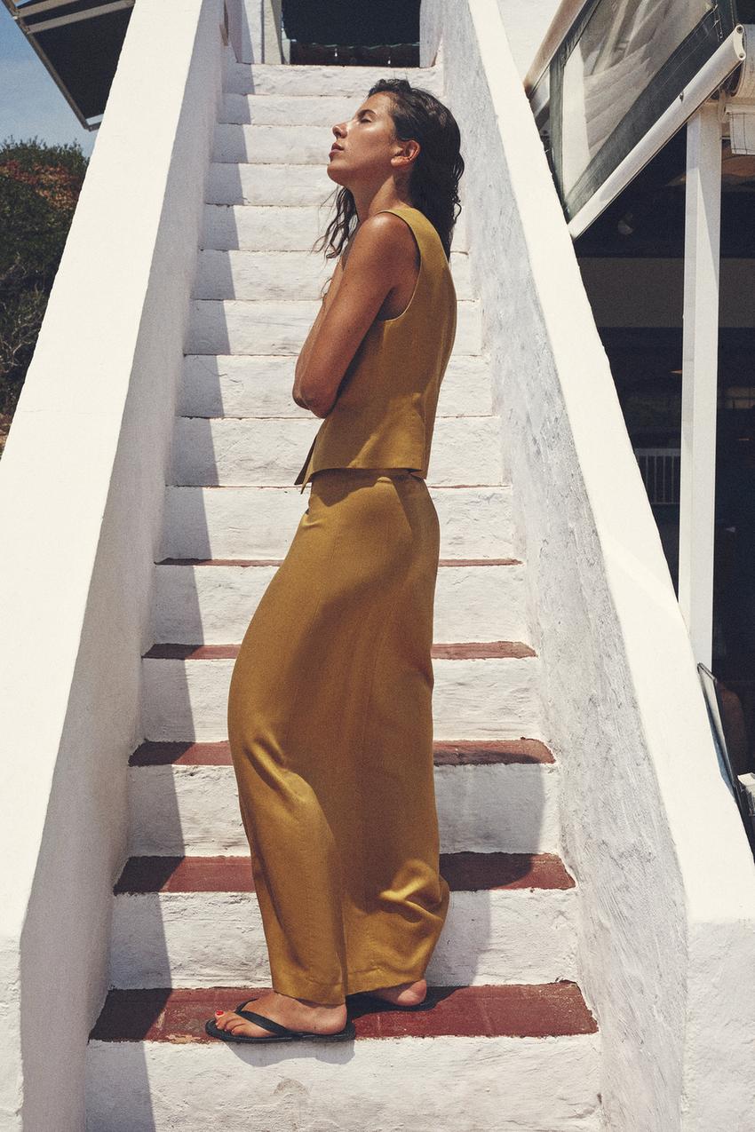 Zara linen midi skirt Outlet