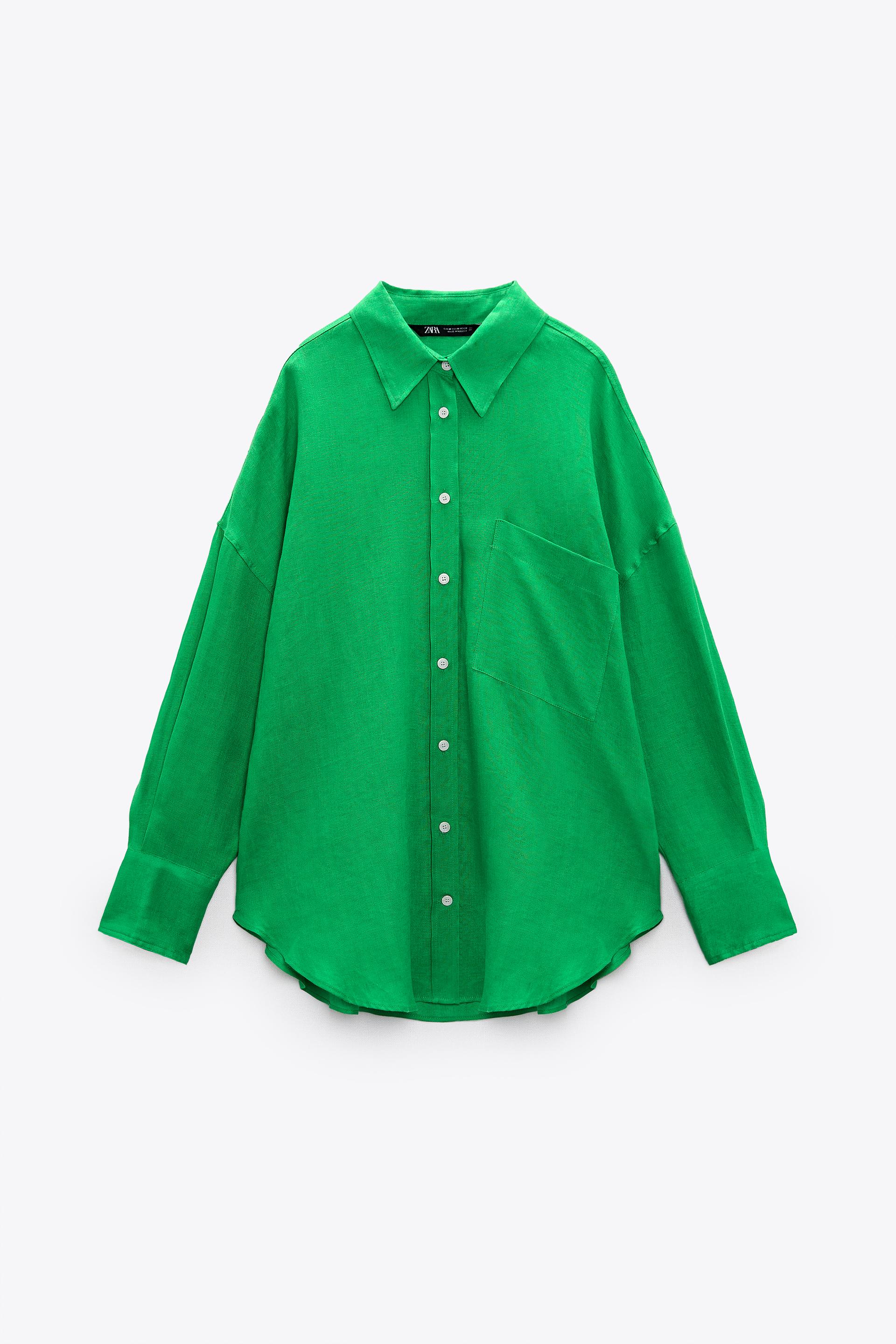 Zara green button up Clearance