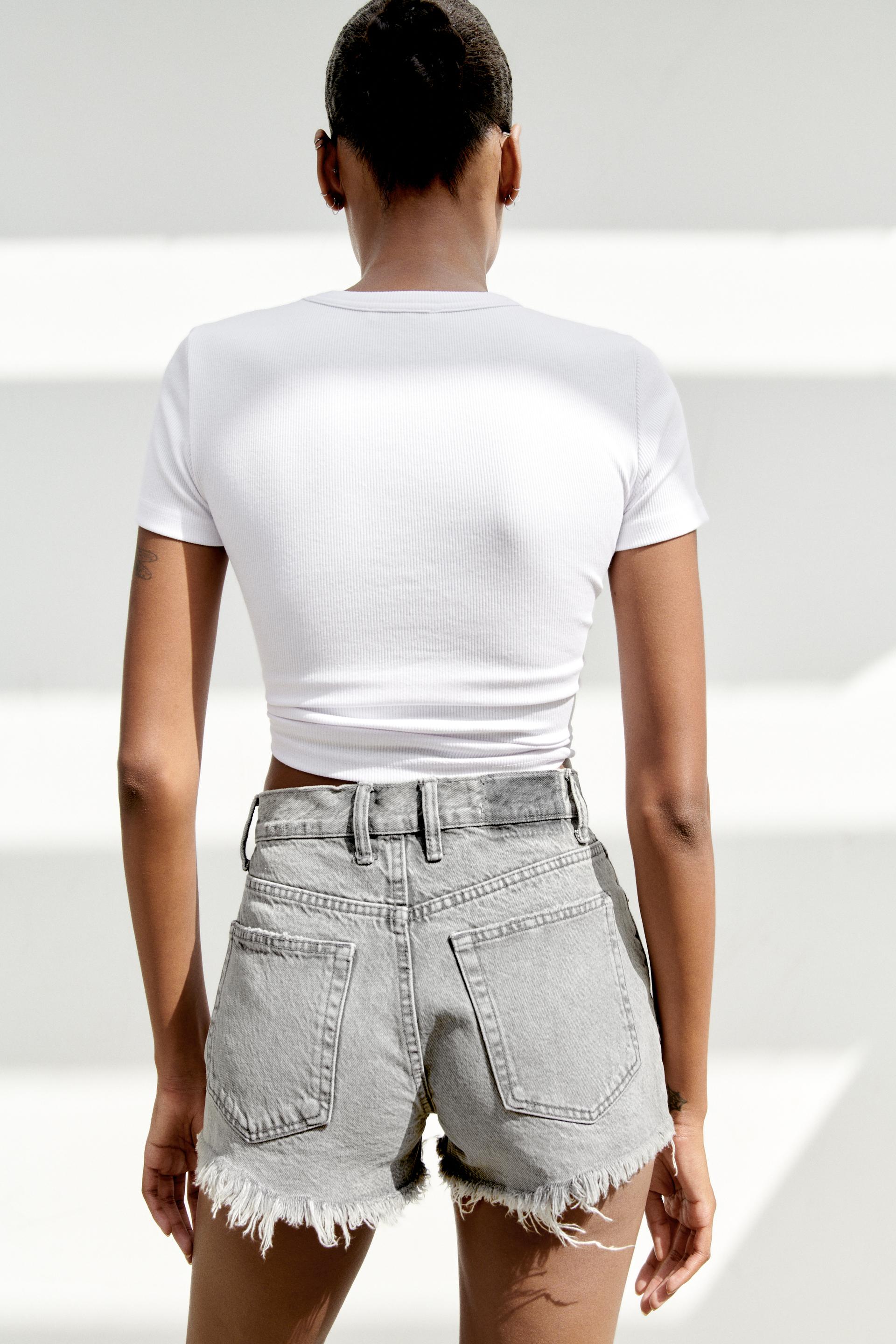 Mid rise denim shorts zara Clearance