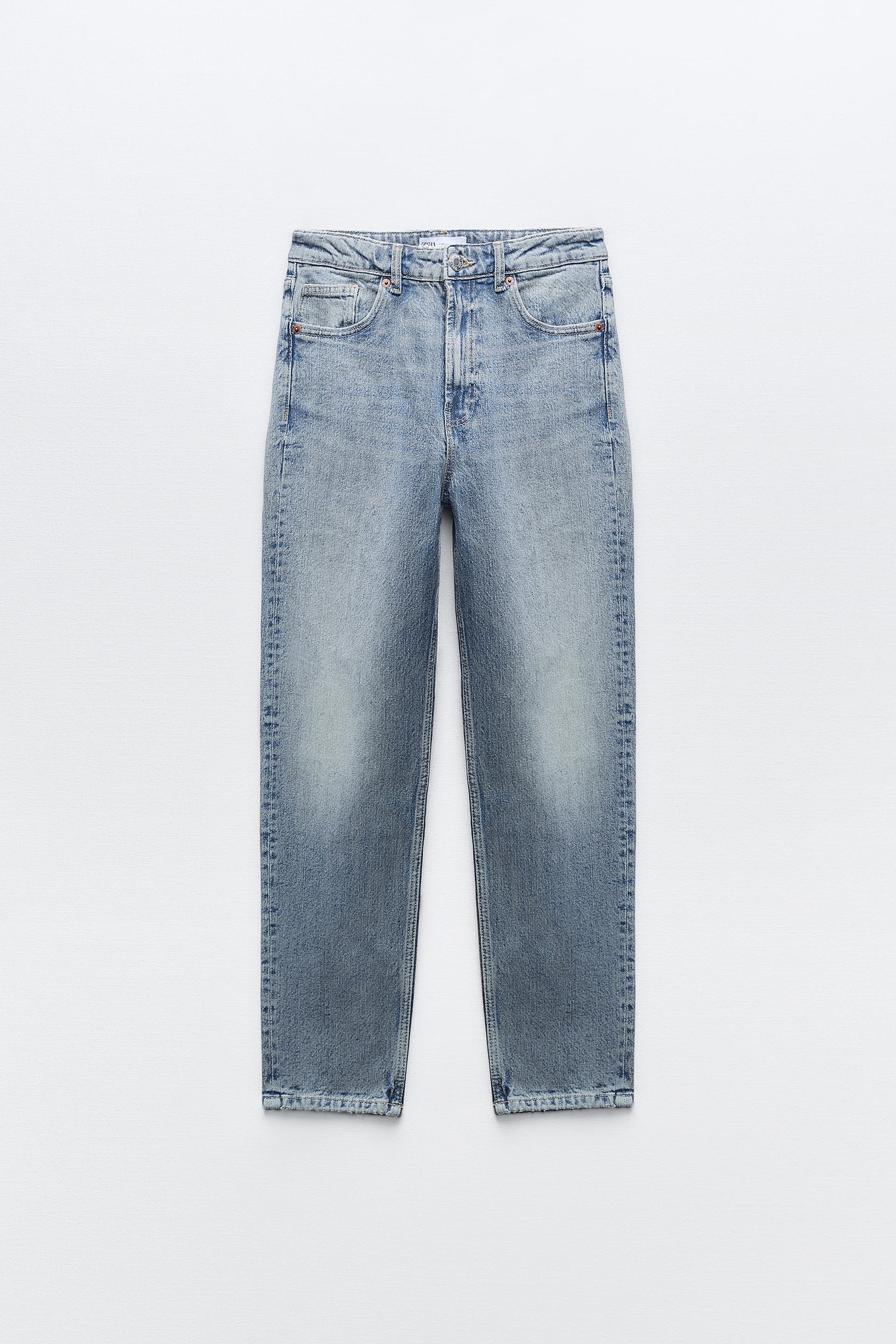 Zara ripped mom fit jeans navy blue Clearance