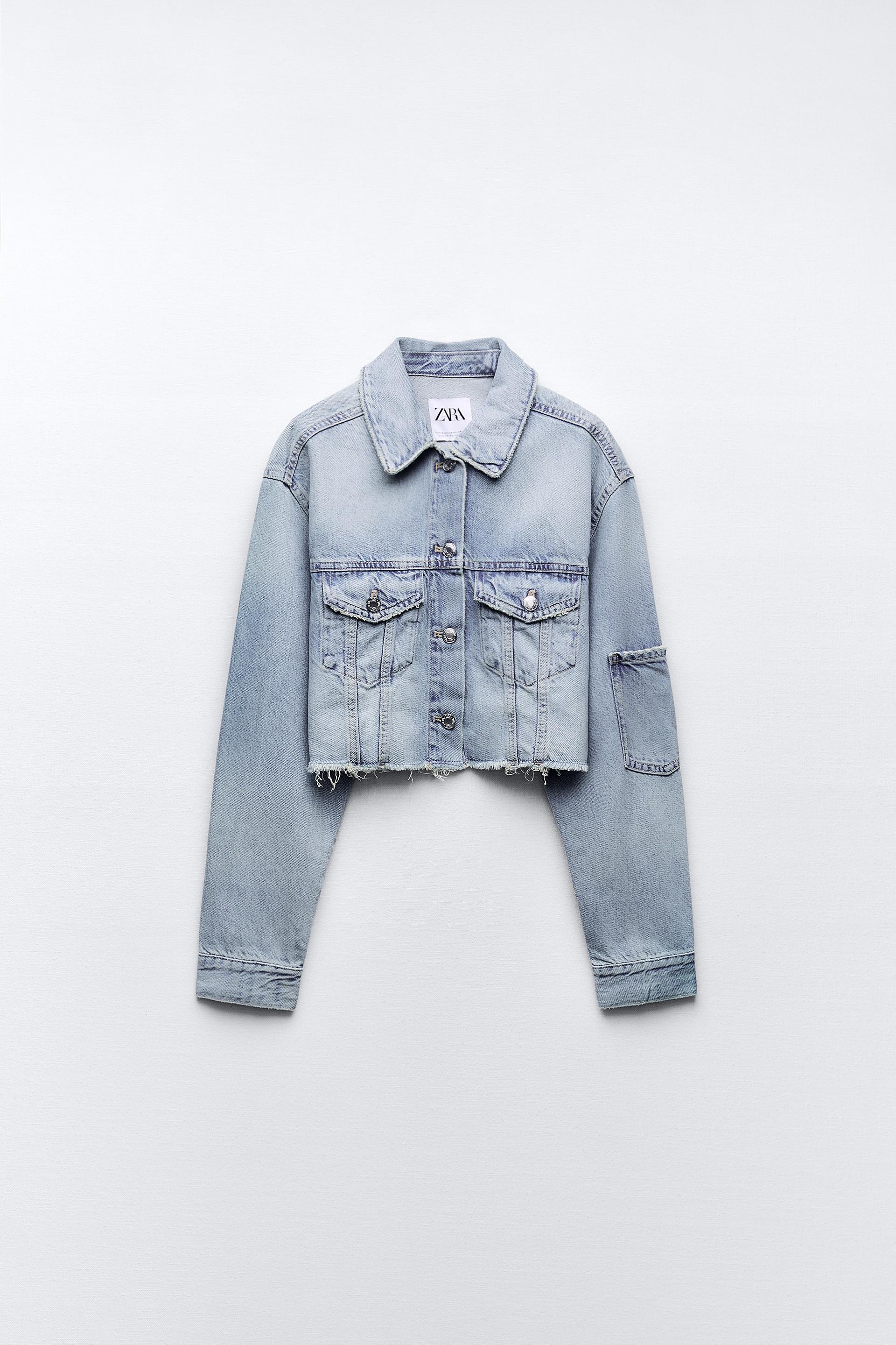 Zara blue cropped denim jacket Clearance