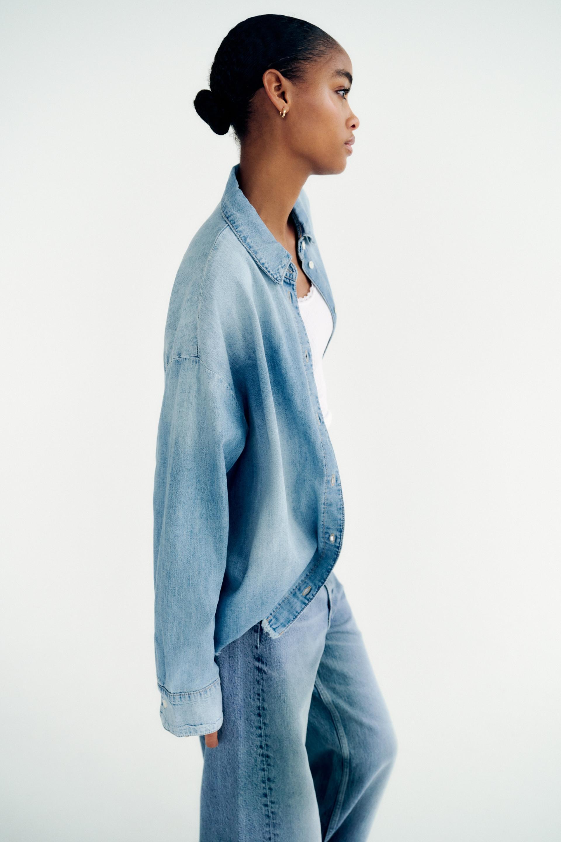 Zara blue denim shirt Clearance