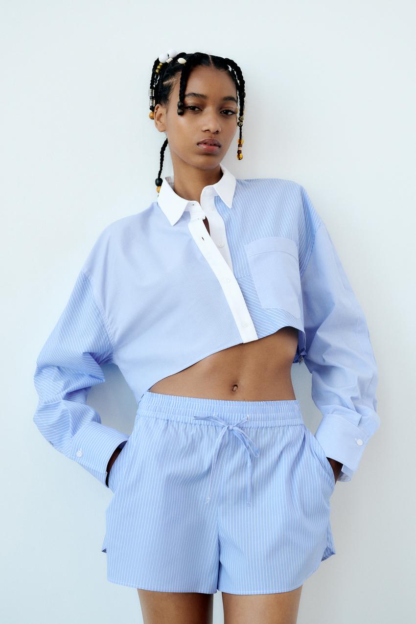 Zara pinstripe shorts Clearance