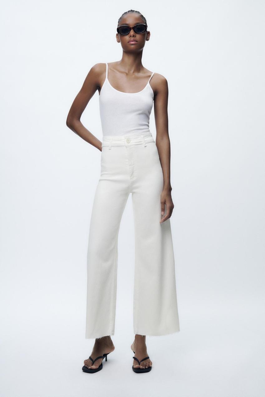 Zara white cropped flare jeans Clearance