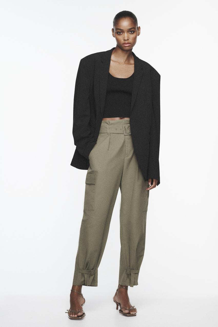 Pants with belt zara Clearance