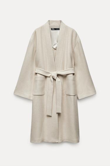 MINIMALISTICKÝ KABÁT Z VLNĚNÉ SMĚSI MANTECO ZW COLLECTION - Béžová od Zara - Obrázek 0
