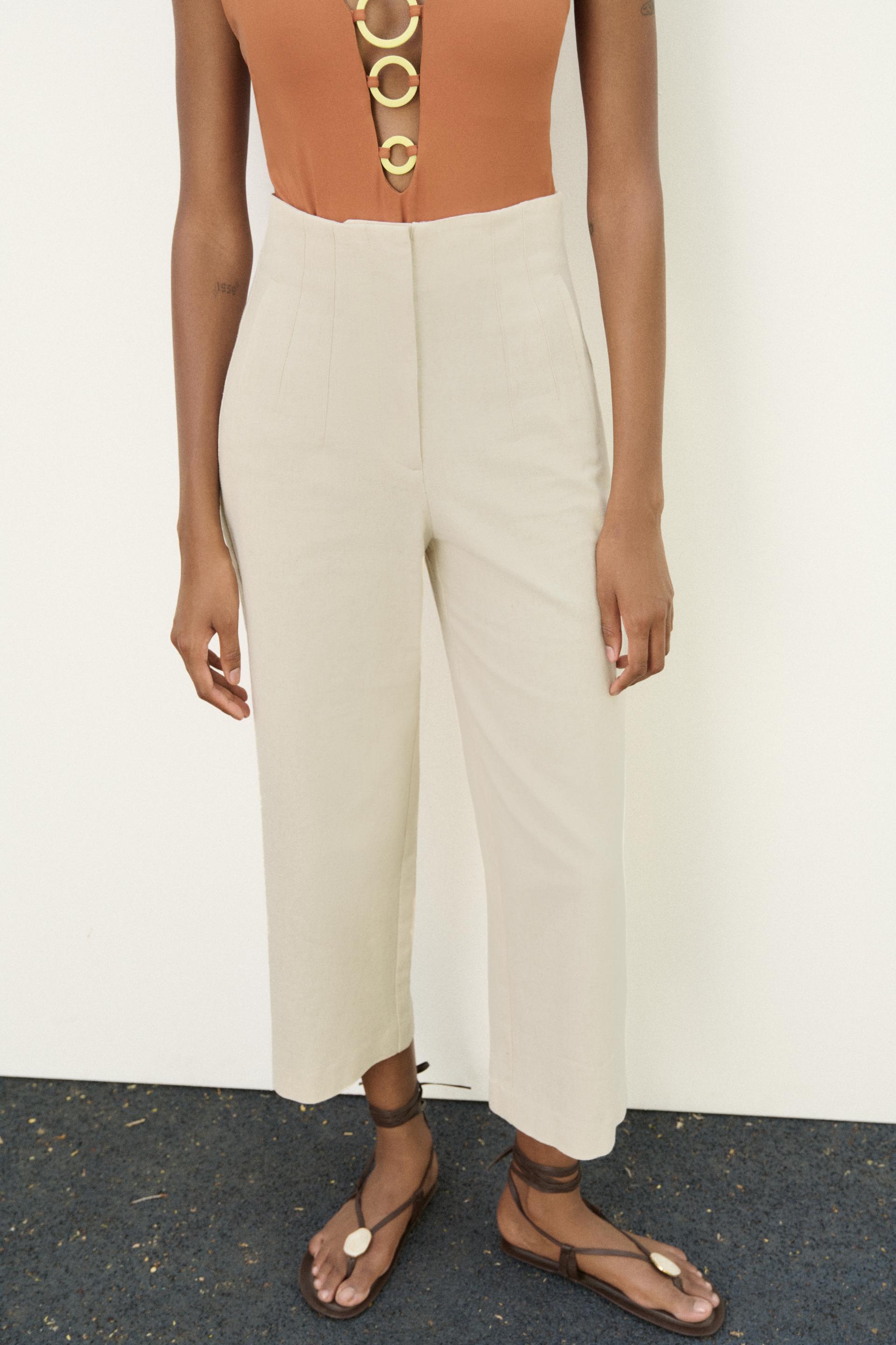 Zara hose beige high waist Clearance