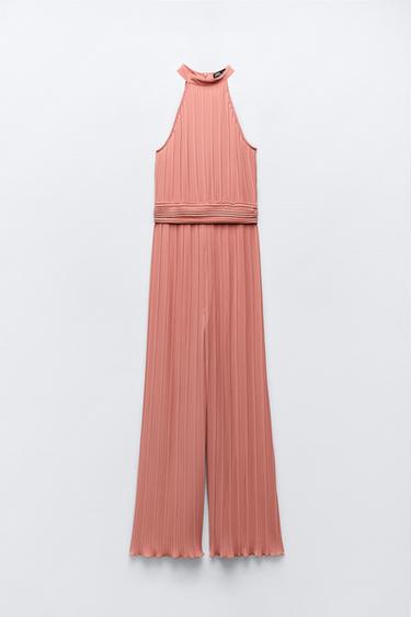 PLISSIERTER HALTER-OVERALL - Blassrosa von Zara - Bild 6