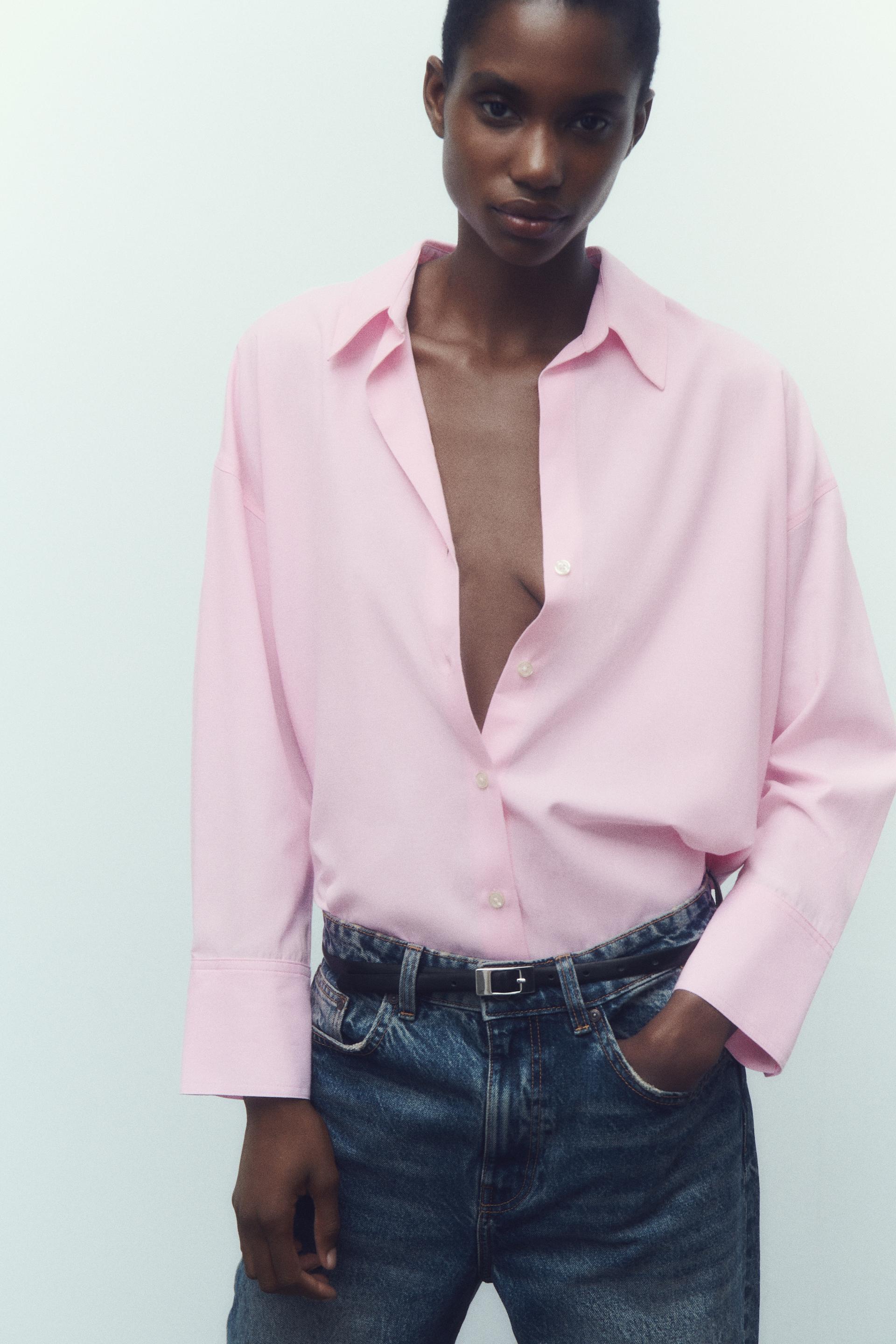 Pink shirt womens zara Clearance