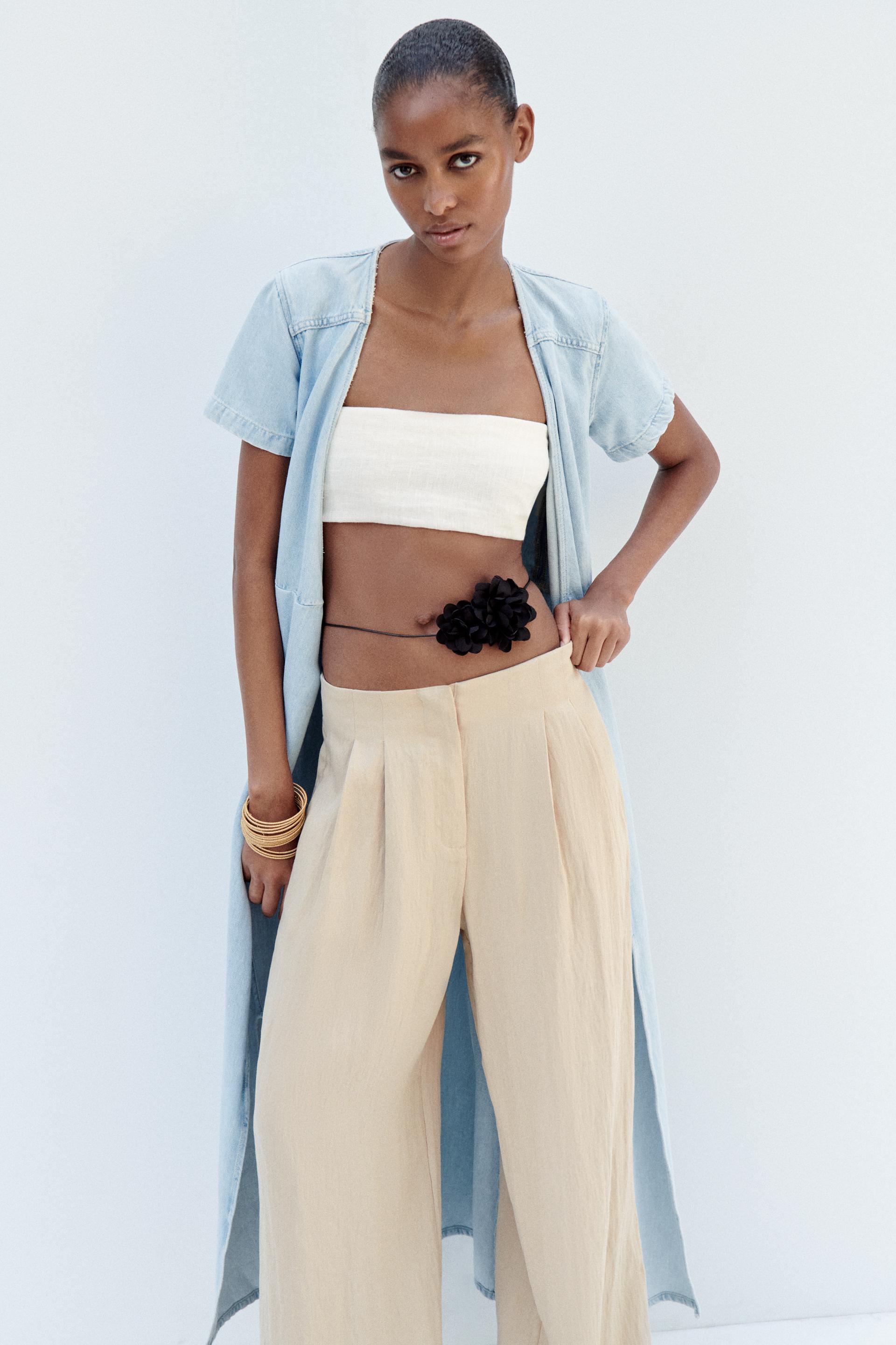 Zara cream pleated trousers Clearance