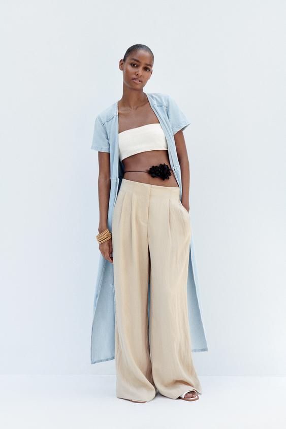 White flowy pants zara Outlet