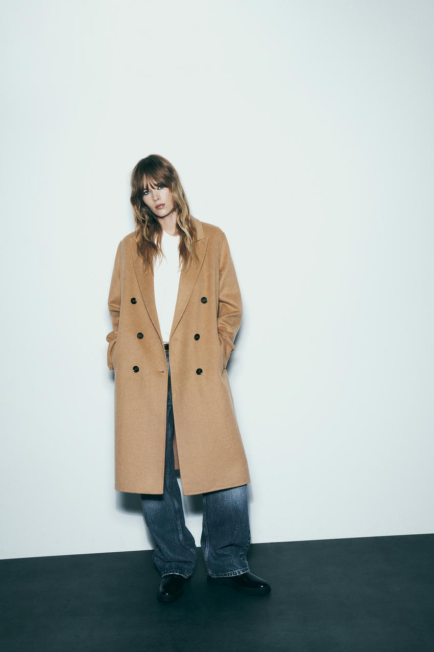 Zara wool blend coat taupe brown Clearance