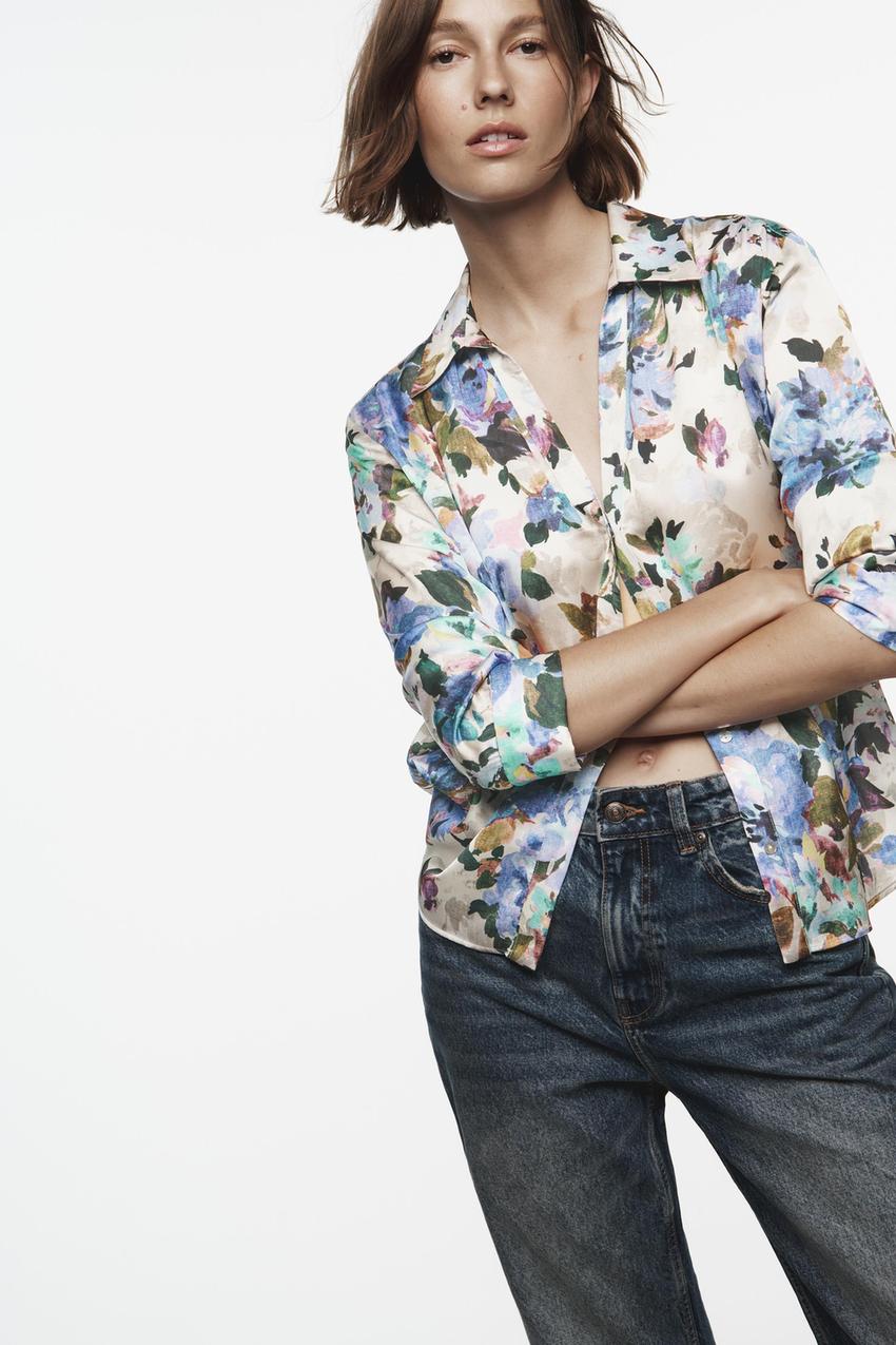 Zara floral shirt women's Clearance