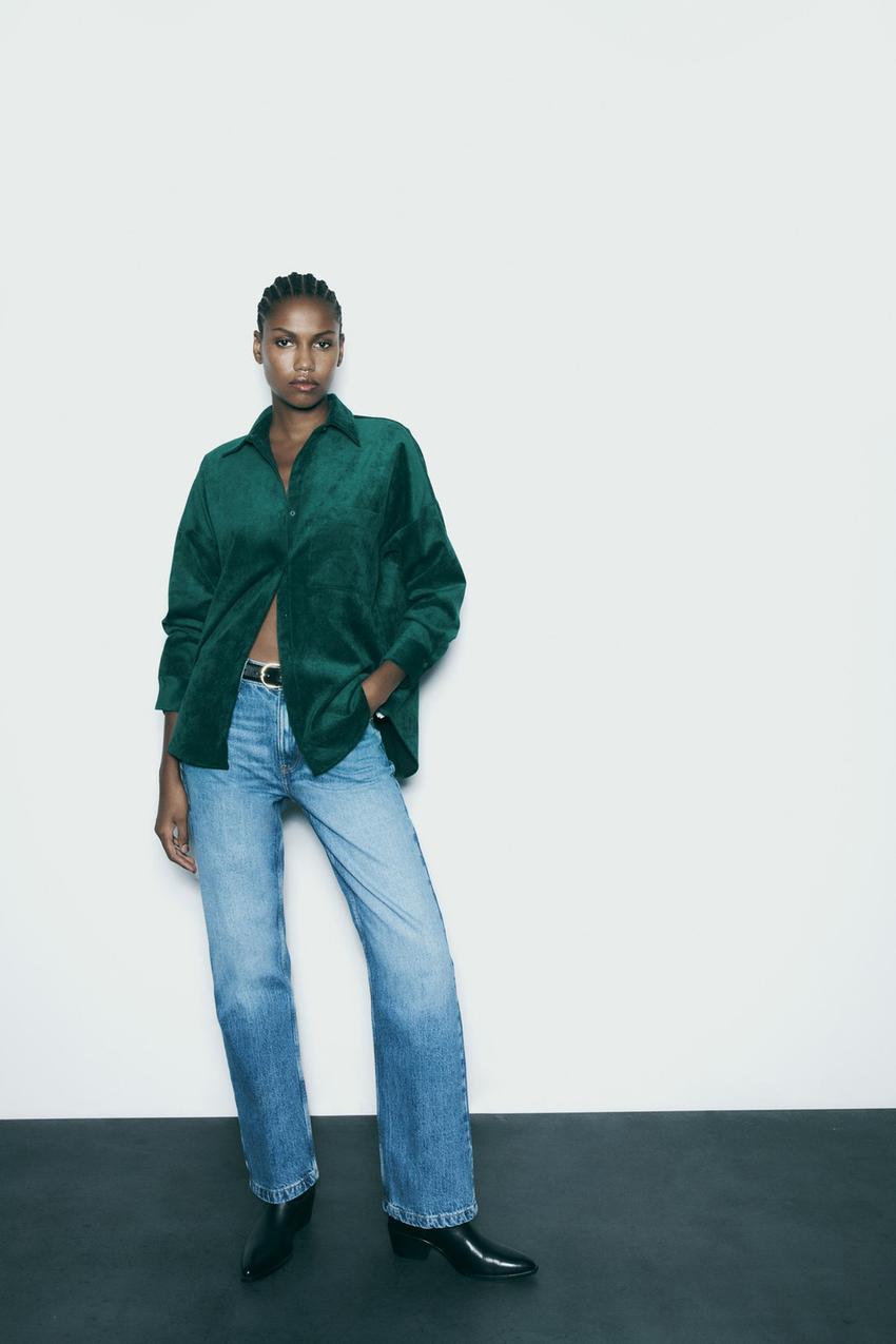 Green oversized shirt zara Clearance