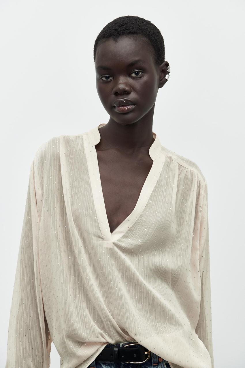 V neck blouse zara Clearance