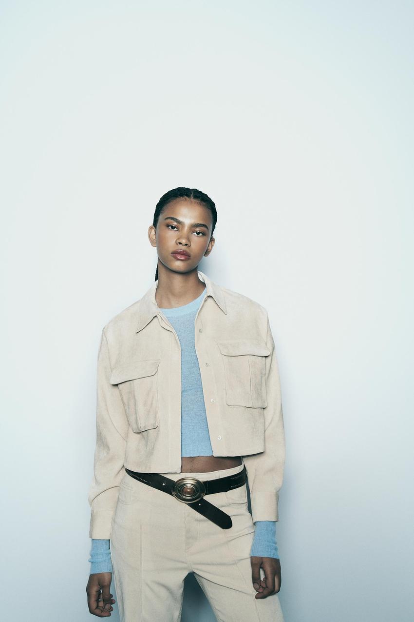 Beige corduroy blouse zara Clearance