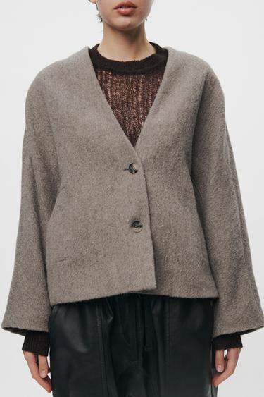 ROVNÁ BUNDA Z VLNY MANTECO ZW COLLECTION - Hnědá / Tmavošedá od Zara - Obrázek 0