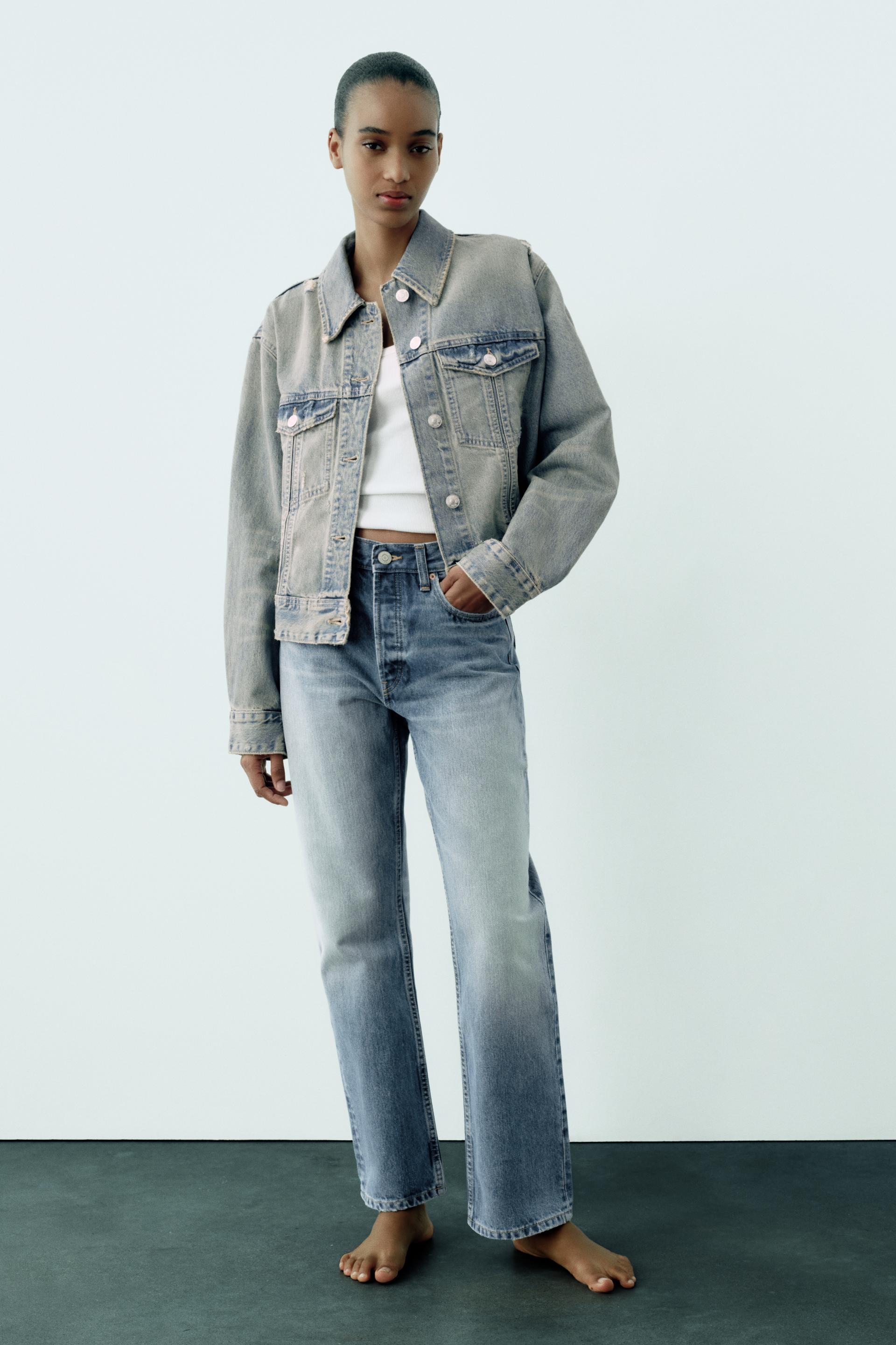 Jacket jeans long zara Clearance