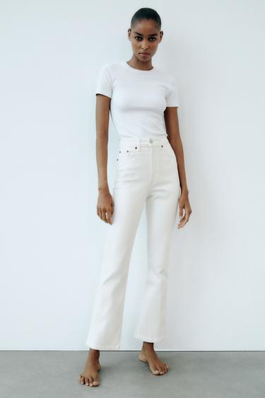 Zara white cropped flare jeans Clearance