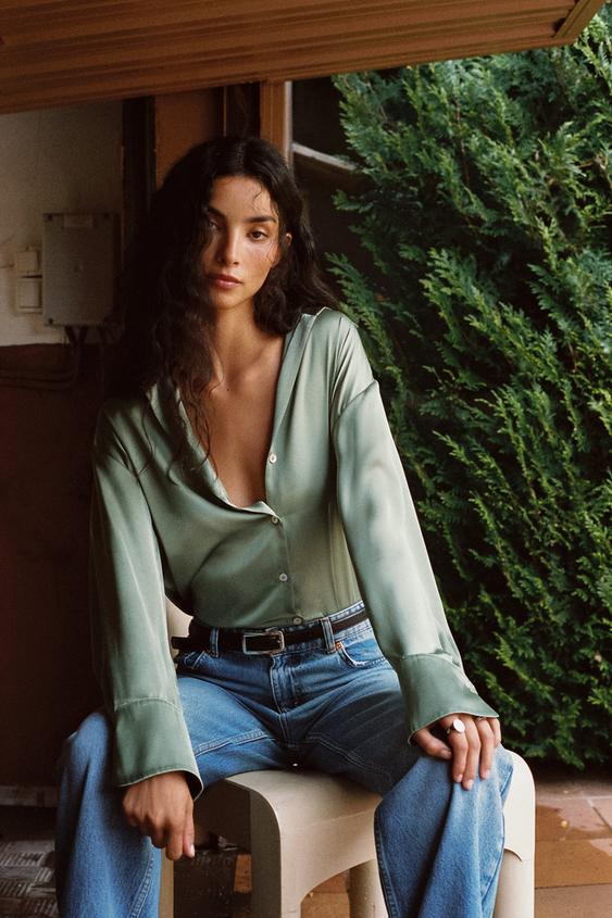 Green zara blouse Clearance