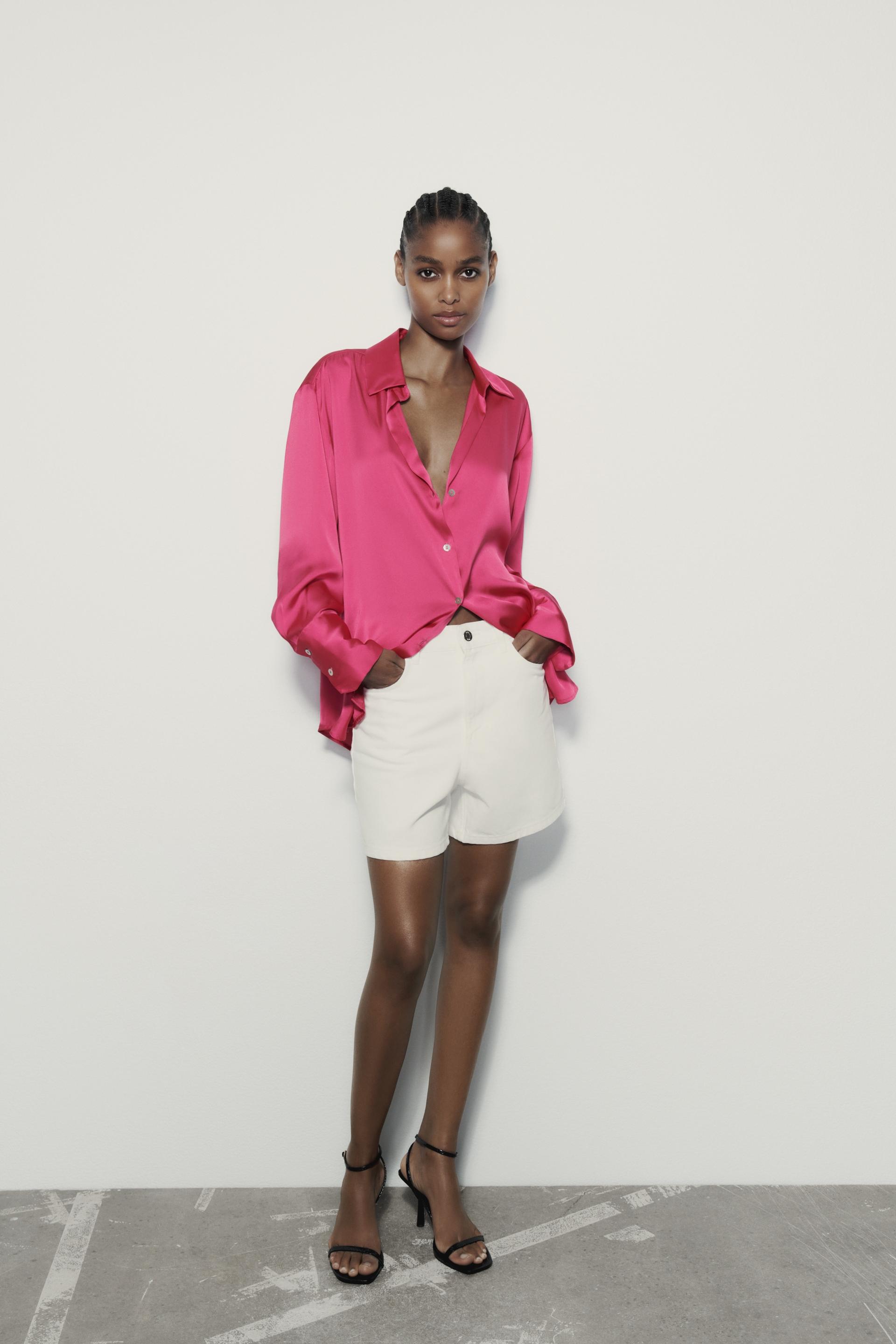 Zara pink silk shirt Clearance