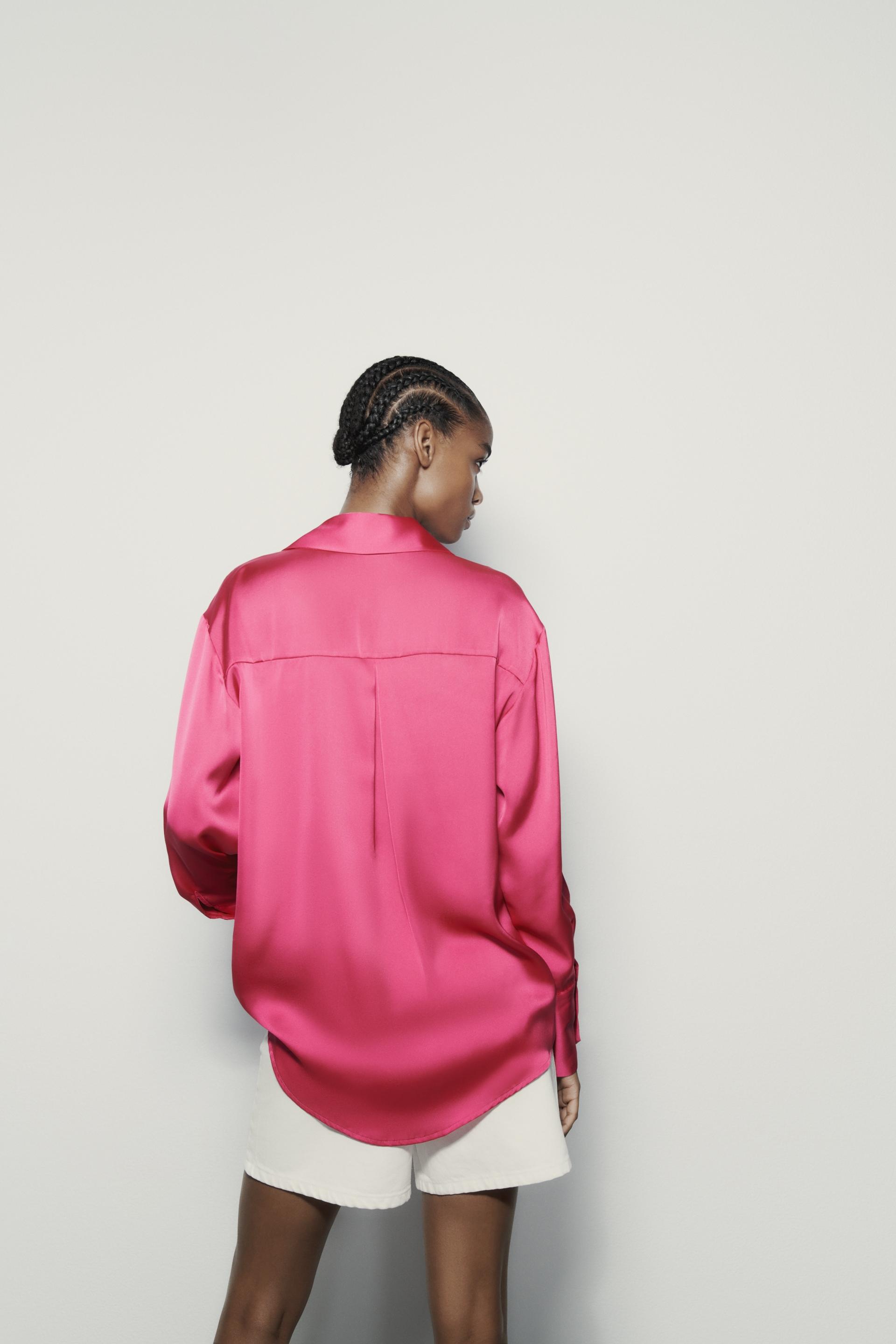 Zara satin shirt pink Clearance