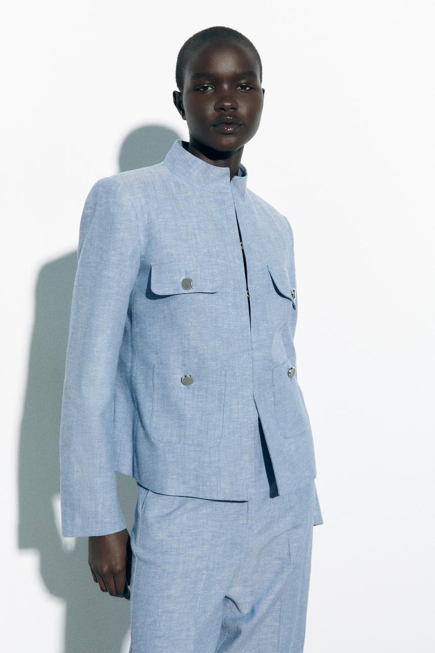 Zara blazer light blue Clearance