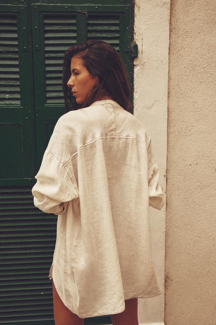 Zara linen oversized shirt Clearance