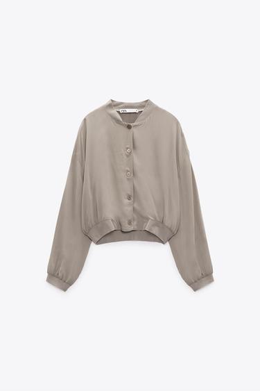 KURZE FLIESSENDE PILOTENJACKE - Perlgrau von Zara - Bild 5