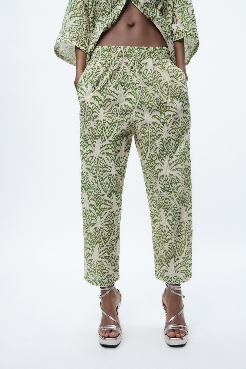 Tropical print trousers zara Clearance