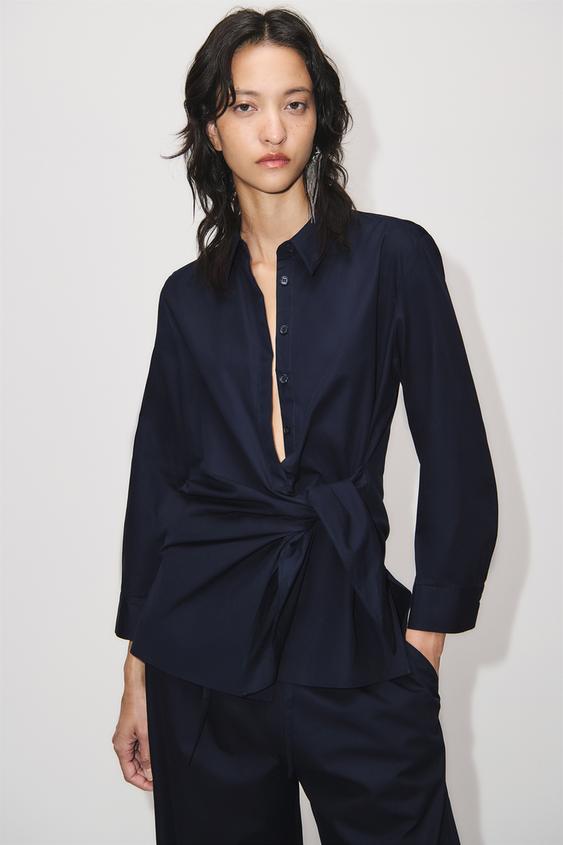 Image 1 of POPLIN WRAP SHIRT from Zara