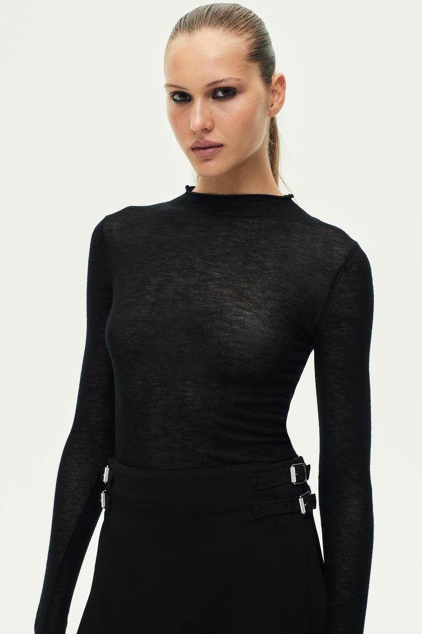 Zara black mock neck top Clearance