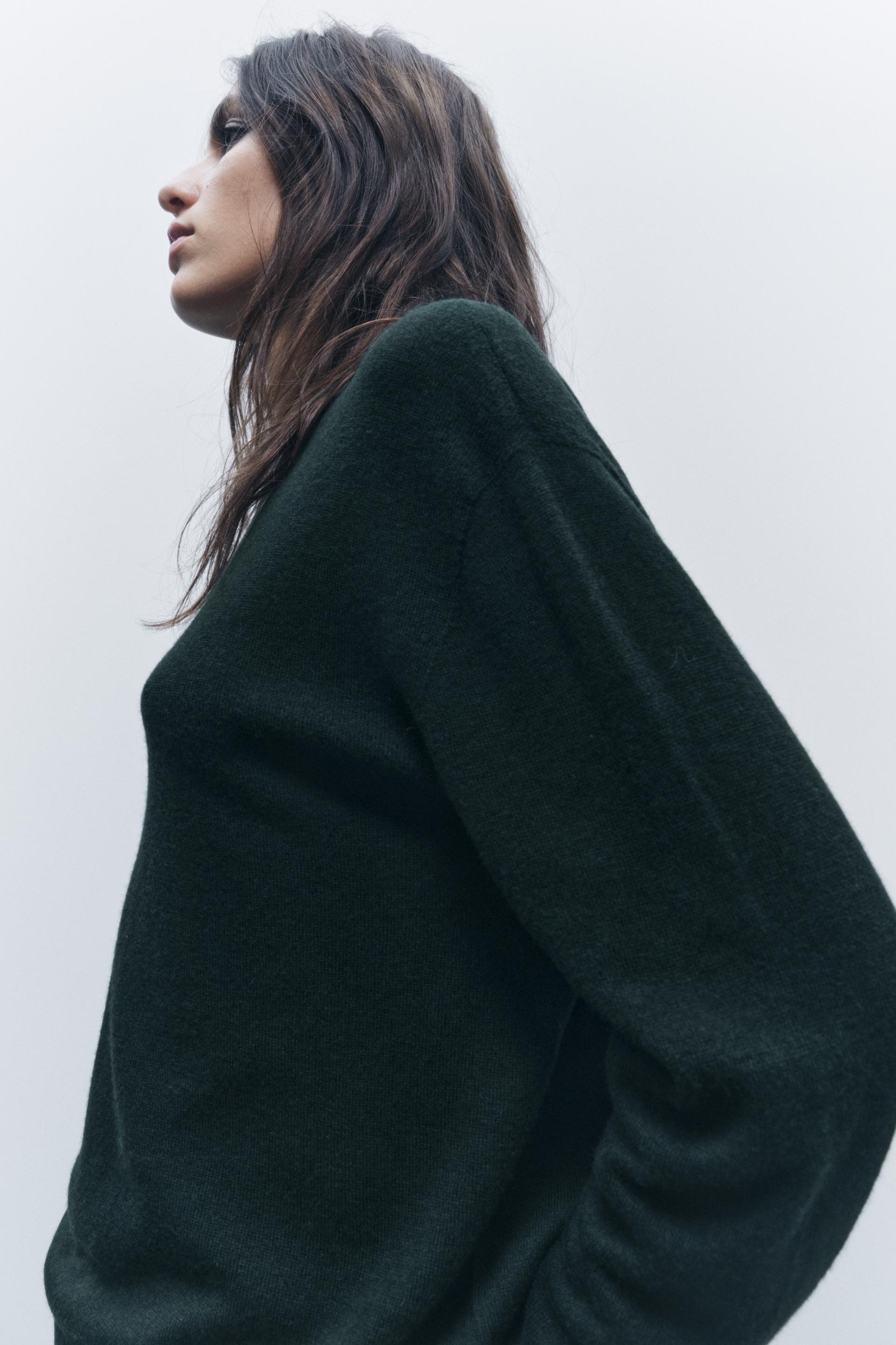 Zara dark green sweater clearance
