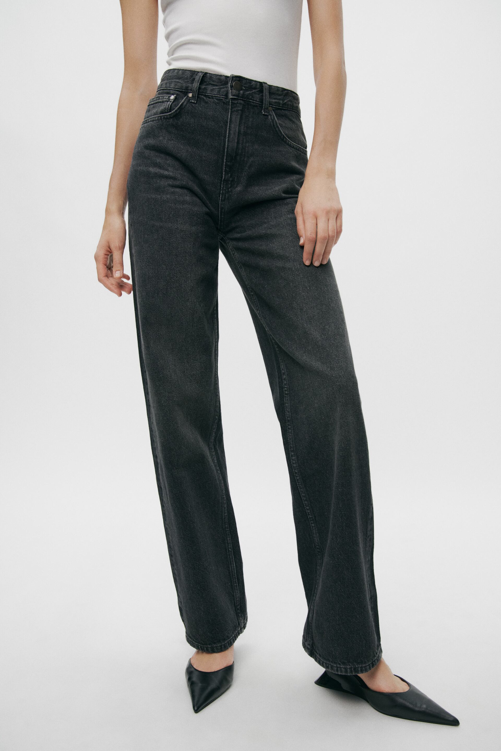 MID-RISE LOOSE FIT ZW COLLECTION JEANS - Gray | ZARA United States