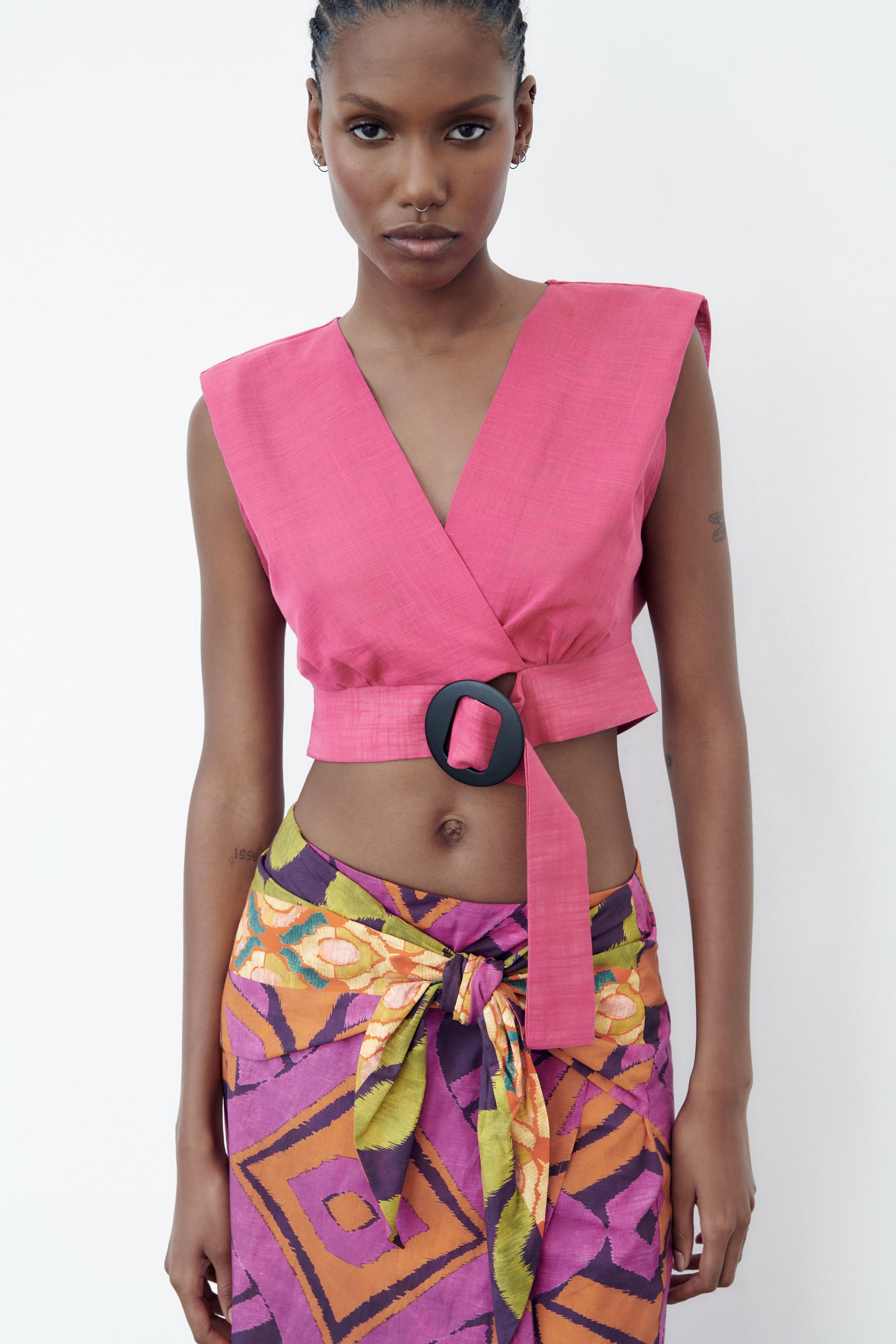 Wrap front crop top zara Clearance