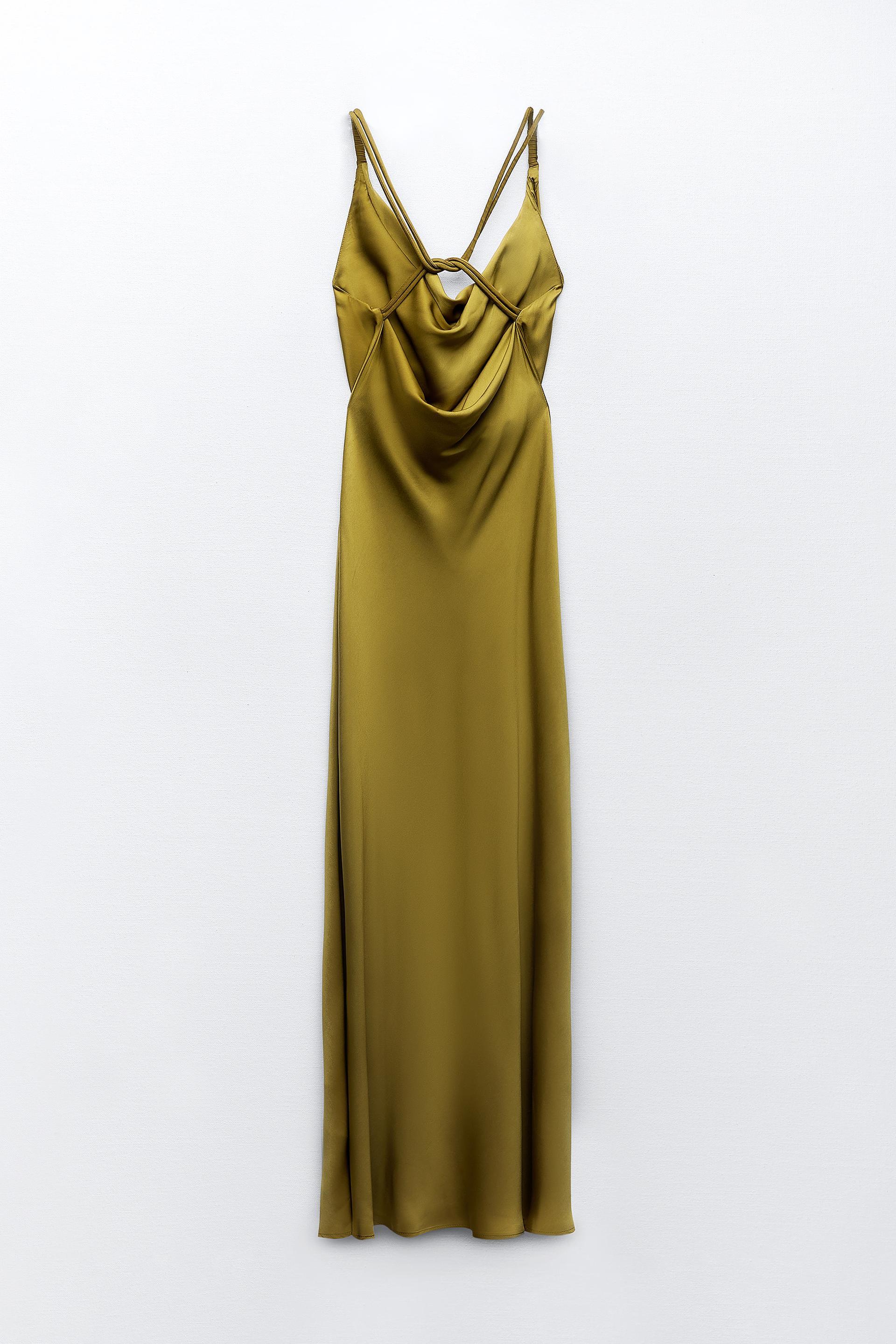 Zara olive satin dress Clearance