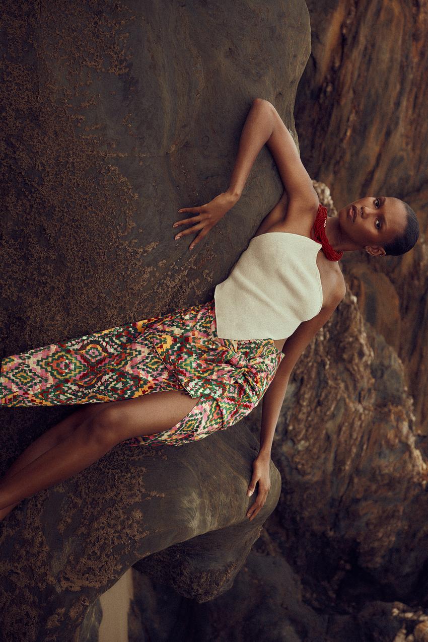 Zara printed knotted skirt Clearance