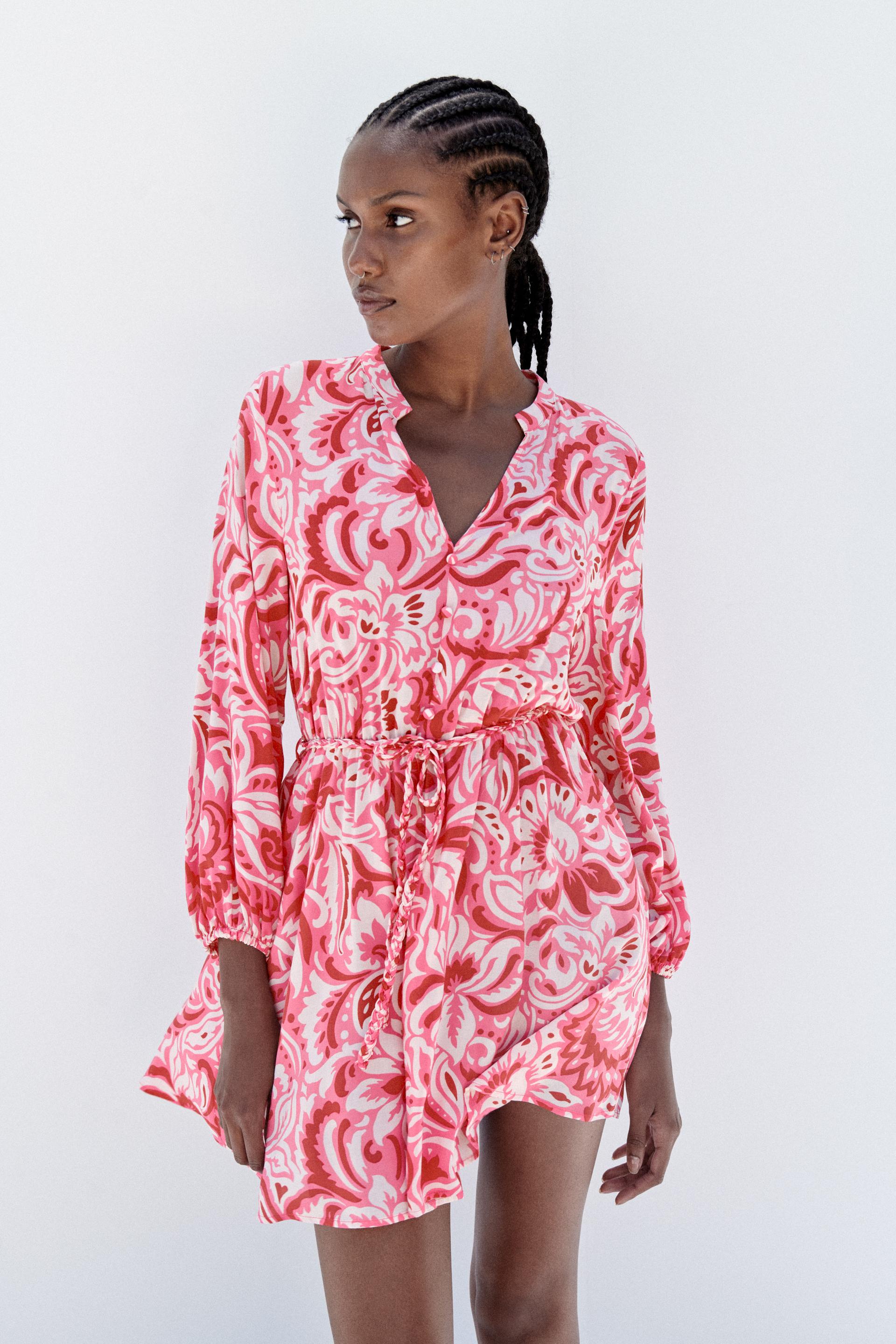 Zara pink floral wrap dress Clearance