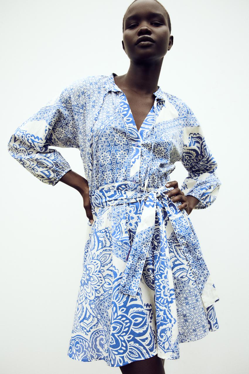 Blue white dress zara Clearance