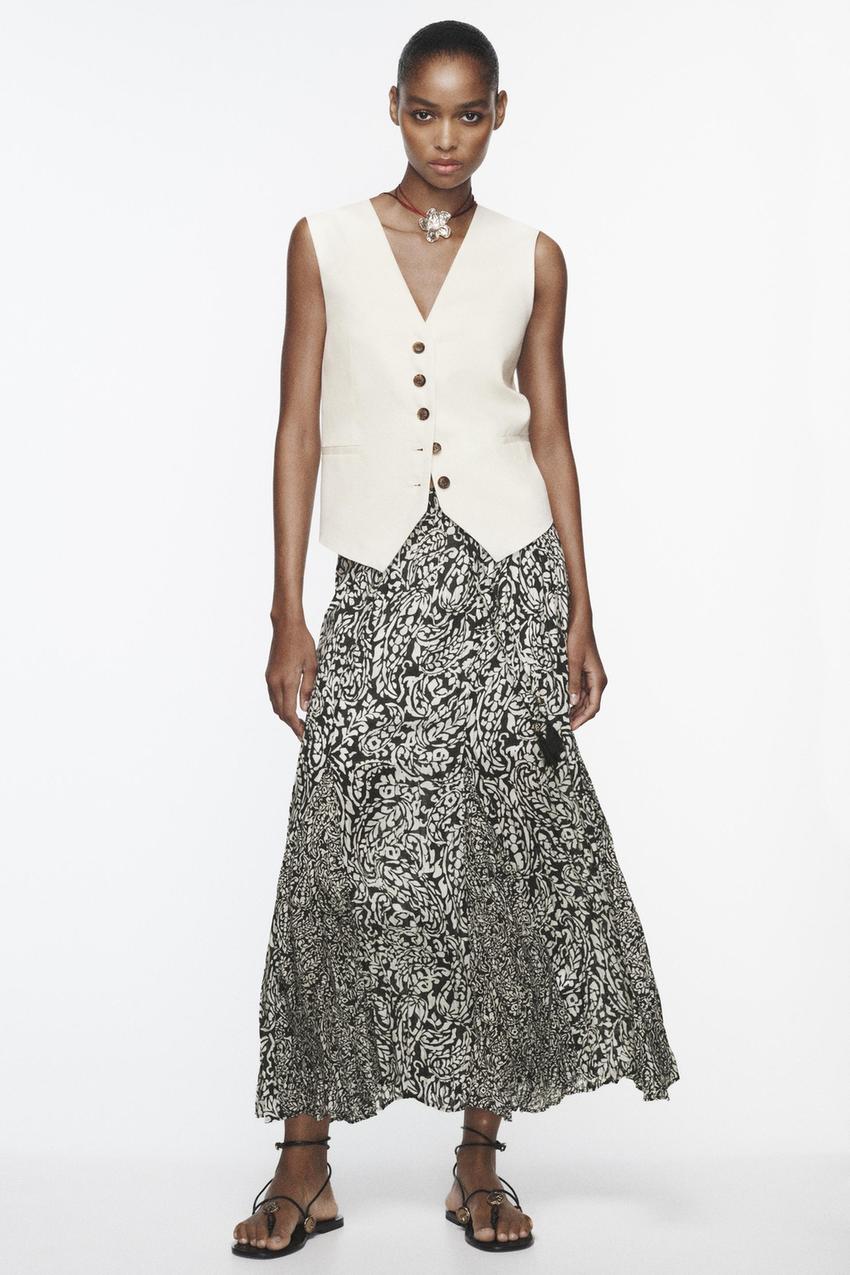 Zara black and white midi skirt Clearance