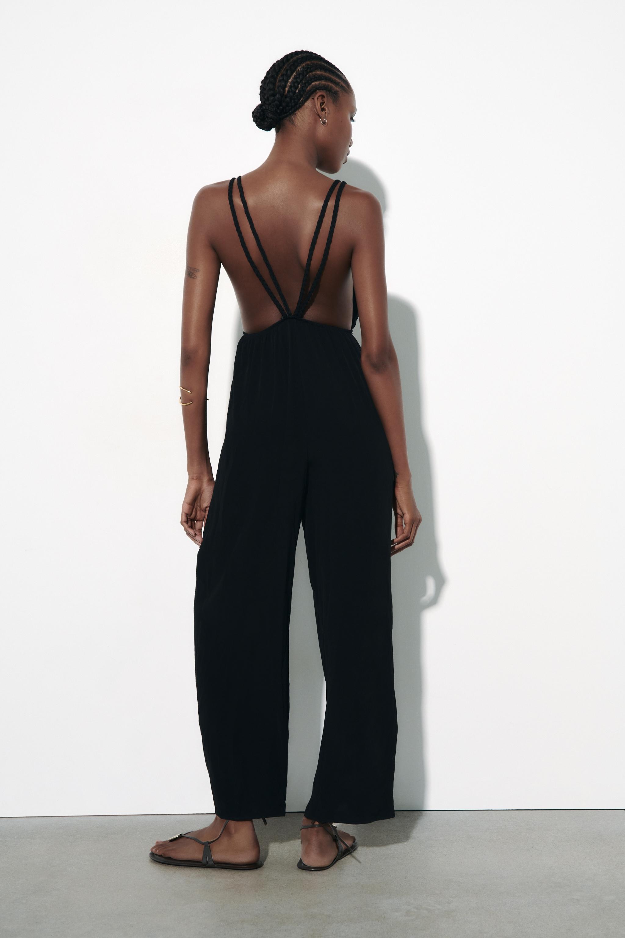 Zara open back jumpsuit clearance