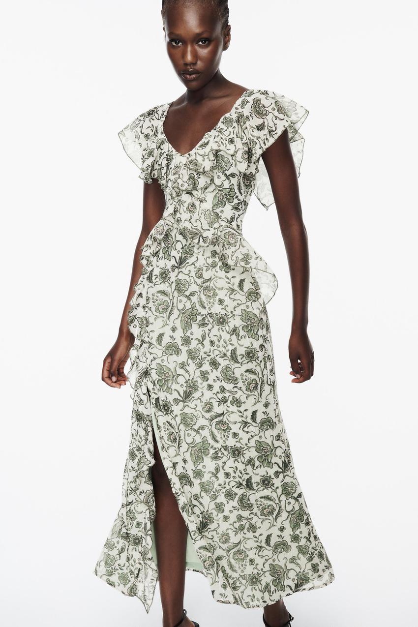 Zara black shirred dress Clearance