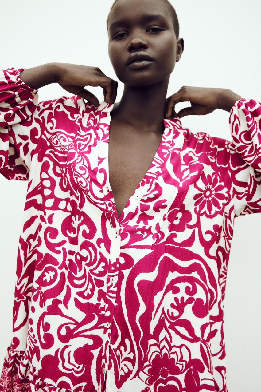 Zara pink pattern dress Clearance