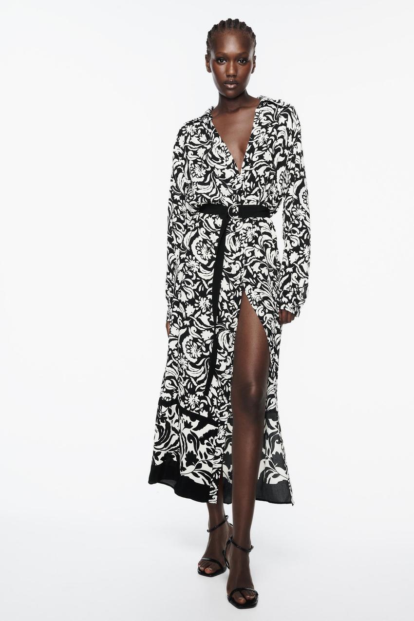 Zara black floral shirt dress Clearance