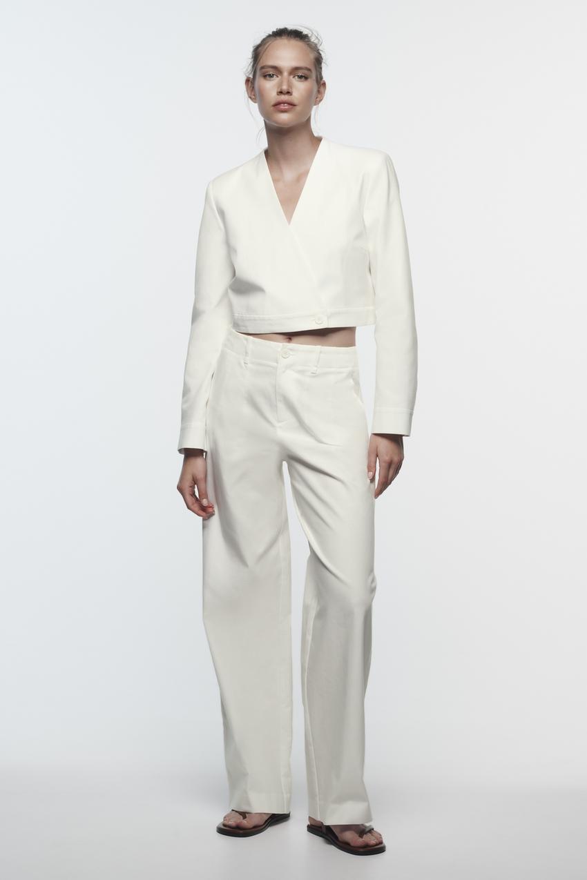 White cropped blazer zara Clearance